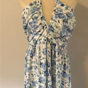 Floral Blue and White Dress